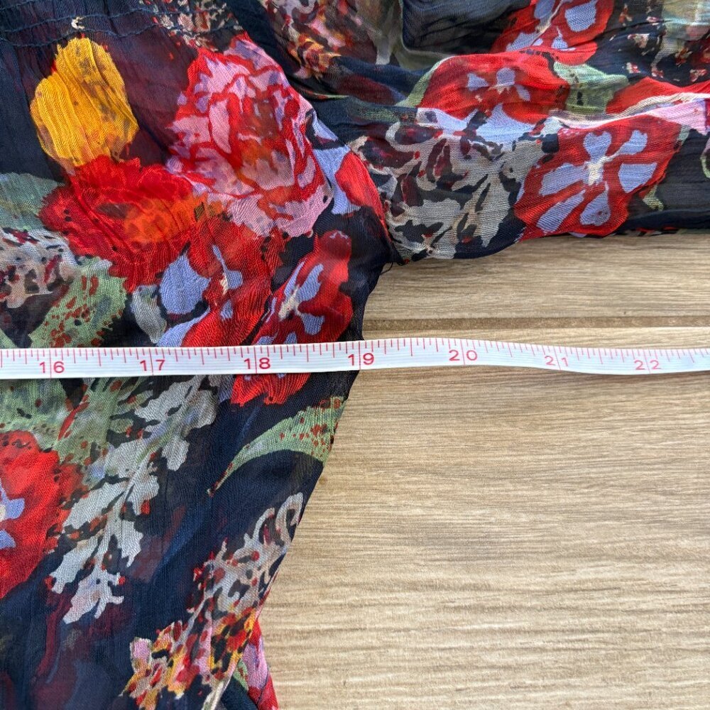 Free People Thunder Canyon Tunic Blouse Women's Small Floral Sheer Boho Cottage - Picture 11 of 11